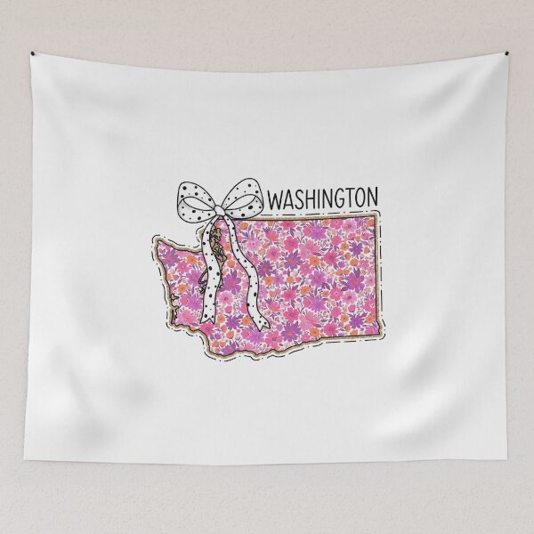Item preview, Cute Washington Floral Map Graphic Coquette Bow Design designed and sold by Paper Drip.