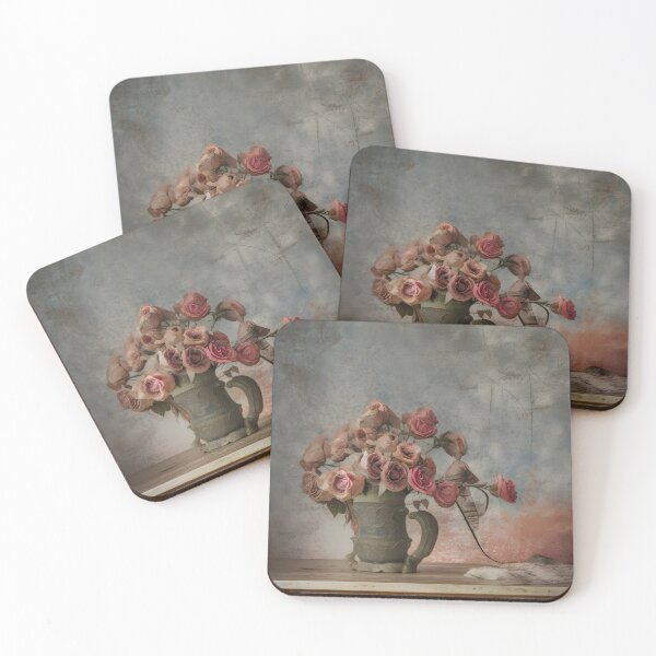 Item preview, Vintage Still Life of Dried Roses in an Antique Vase with Textured Grunge Background designed and sold by oleend.