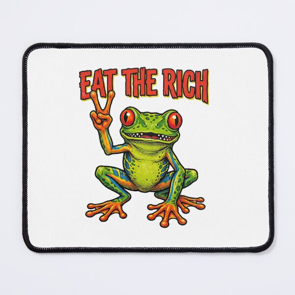 Item preview, Eat The Rich Green Tree Frog Peace Sign Retro designed and sold by TeeARTHY.