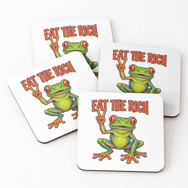 Item preview, Eat The Rich Green Tree Frog Peace Sign Retro designed and sold by TeeARTHY.