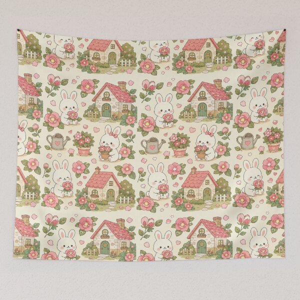 Item preview, Bunny Camellia Cottage Pattern designed and sold by Soft Berry Studio.
