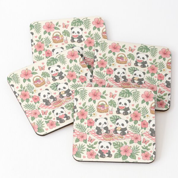 Item preview, Panda Hibiscus Picnic Pattern designed and sold by Soft Berry Studio.