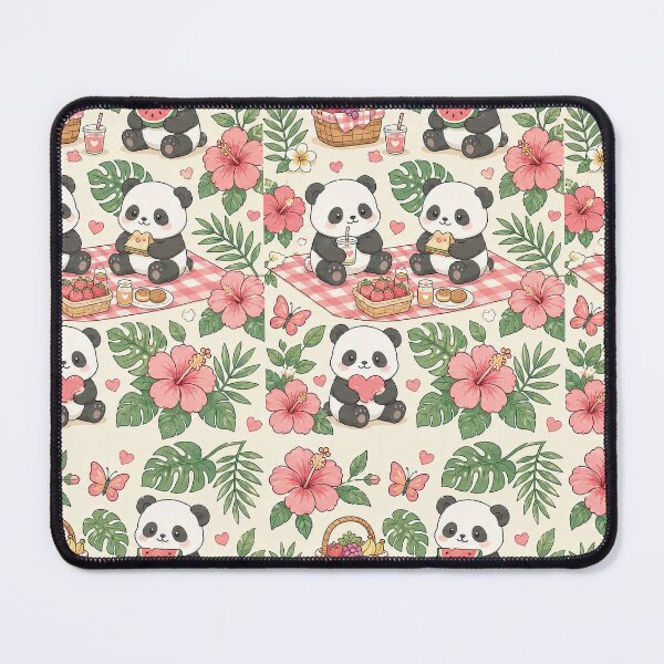 Item preview, Panda Hibiscus Picnic Pattern designed and sold by Soft Berry Studio.