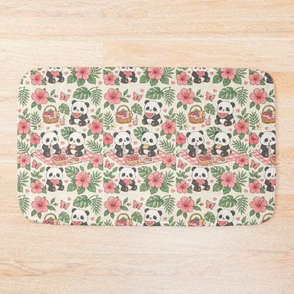 Item preview, Panda Hibiscus Picnic Pattern designed and sold by Soft Berry Studio.