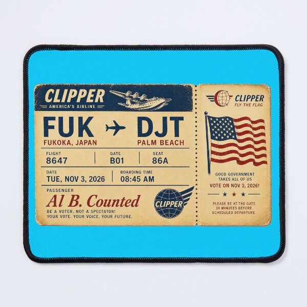 Item preview, ✈️ FUK → DJT Boarding Pass - LAST CALL FOR DEMOCRACY COLLECTION ✈️ - Vintage Classic Clipper - Passenger Al B. Counted designed and sold by WheelieGdArt.