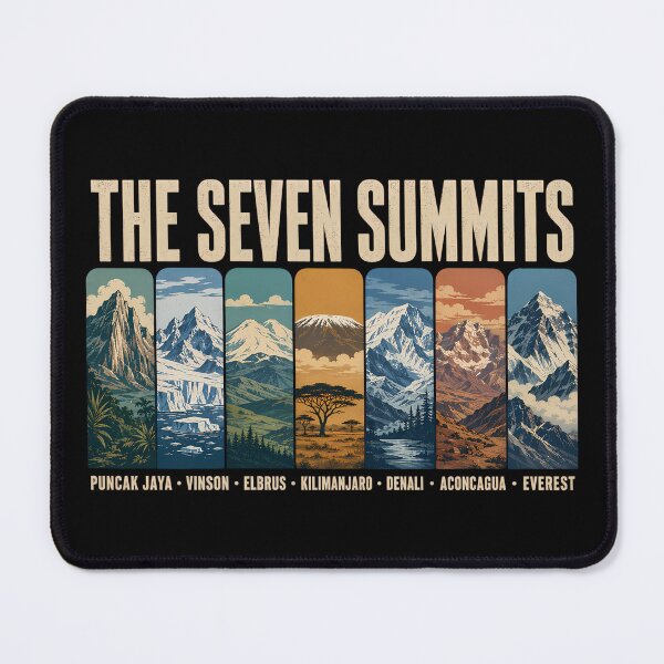 Item preview, Seven Summits Mountain Landmarks Illustration Vintage designed and sold by KrisSidDesigns.
