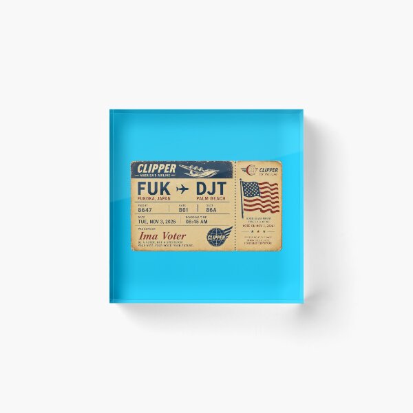 Item preview, ✈️ FUK → DJT Boarding Pass - LAST CALL FOR DEMOCRACY COLLECTION ✈️ - Vintage Classic Clipper - Passenger Ima Voter designed and sold by WheelieGdArt.
