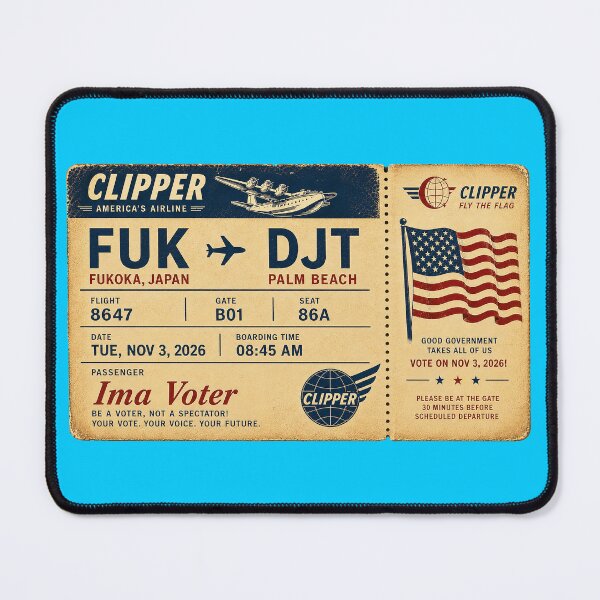 Item preview, ✈️ FUK → DJT Boarding Pass - LAST CALL FOR DEMOCRACY COLLECTION ✈️ - Vintage Classic Clipper - Passenger Ima Voter designed and sold by WheelieGdArt.