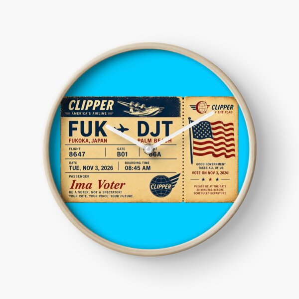 Item preview, ✈️ FUK → DJT Boarding Pass - LAST CALL FOR DEMOCRACY COLLECTION ✈️ - Vintage Classic Clipper - Passenger Ima Voter designed and sold by WheelieGdArt.