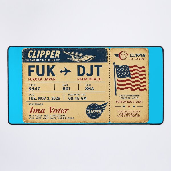 Item preview, ✈️ FUK → DJT Boarding Pass - LAST CALL FOR DEMOCRACY COLLECTION ✈️ - Vintage Classic Clipper - Passenger Ima Voter designed and sold by WheelieGdArt.