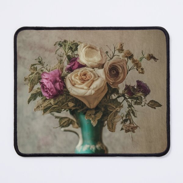 Item preview, Rustic Vintage Still Life of Dried Roses in a Green Ceramic Vase designed and sold by oleend.