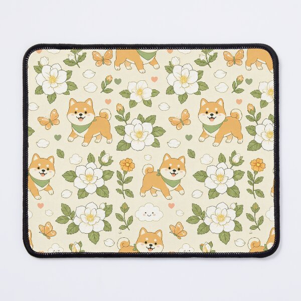 Item preview, Shiba Inu Gardenia Walk Pattern designed and sold by Soft Berry Studio.