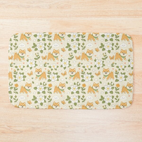 Item preview, Shiba Inu Gardenia Walk Pattern designed and sold by Soft Berry Studio.