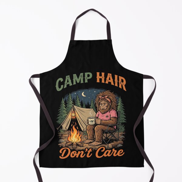Item preview, Camp Hair Dont Care Camping Bigfoot Sasquatch Badge designed and sold by TeeARTHY.
