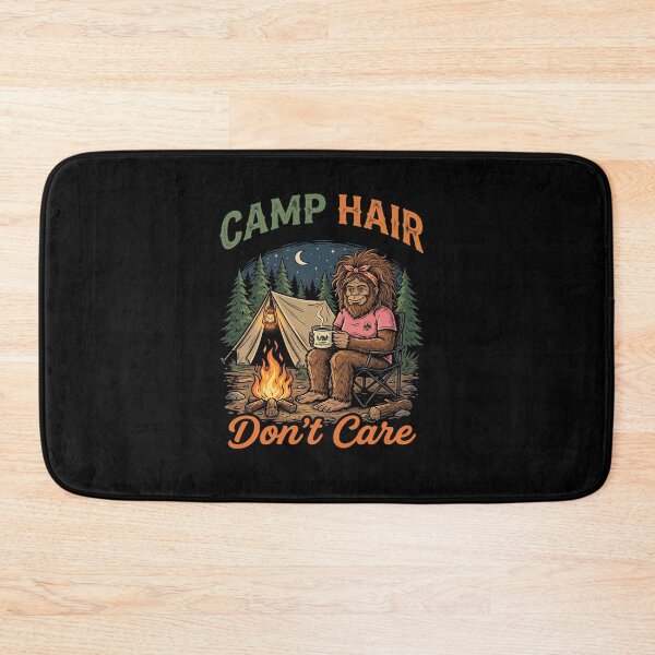 Item preview, Camp Hair Dont Care Camping Bigfoot Sasquatch Badge designed and sold by TeeARTHY.
