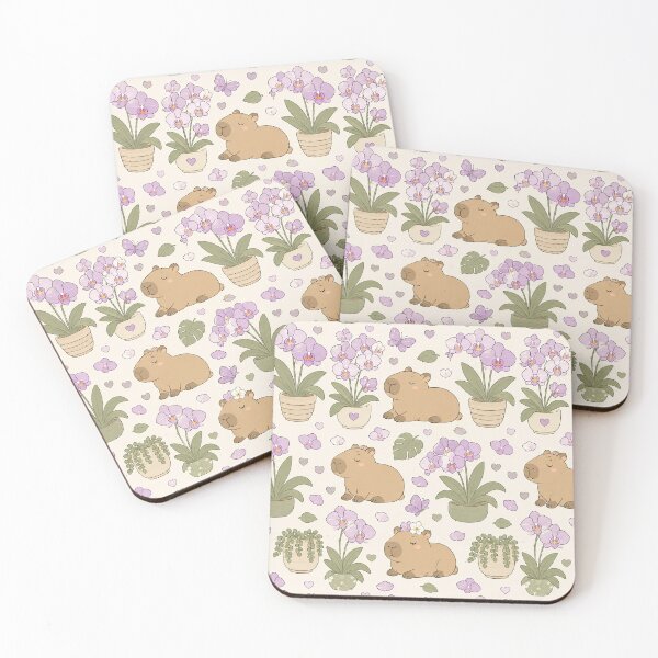 Item preview, Capybara Orchid Garden Pattern designed and sold by Soft Berry Studio.