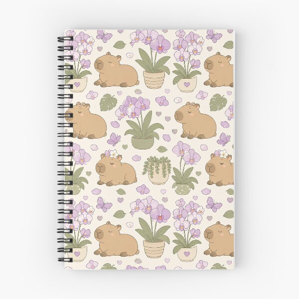 Item preview, Capybara Orchid Garden Pattern designed and sold by Soft Berry Studio.