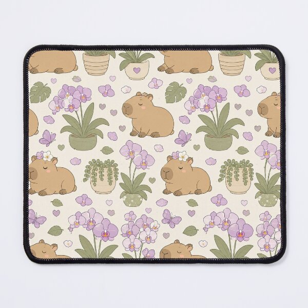 Item preview, Capybara Orchid Garden Pattern designed and sold by Soft Berry Studio.