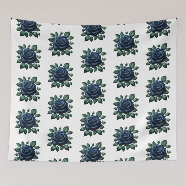 Item preview,  Dark Blue Rose with Leaves and Buds Floral Illustration designed and sold by SweetLilith.