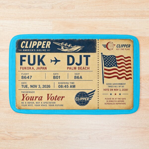 Item preview, ✈️ FUK → DJT Boarding Pass - LAST CALL FOR DEMOCRACY COLLECTION ✈️ - Vintage Classic Clipper - Passenger Youra Voter designed and sold by WheelieGdArt.