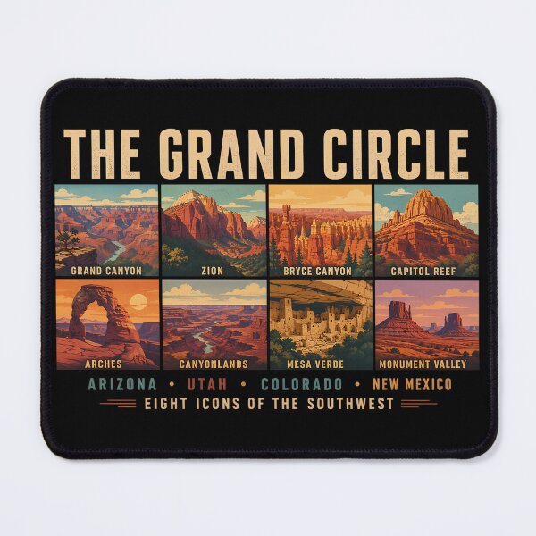 Item preview, Grand Circle National Parks Landmarks Illustration Vintage designed and sold by KrisSidDesigns.