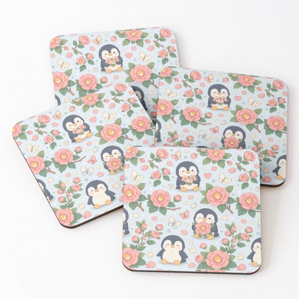 Item preview, Penguin Camellia Garden Pattern designed and sold by Soft Berry Studio.