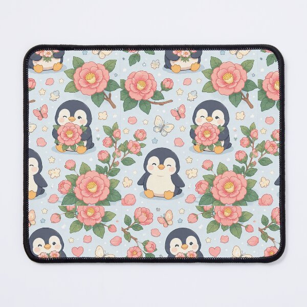 Item preview, Penguin Camellia Garden Pattern designed and sold by Soft Berry Studio.