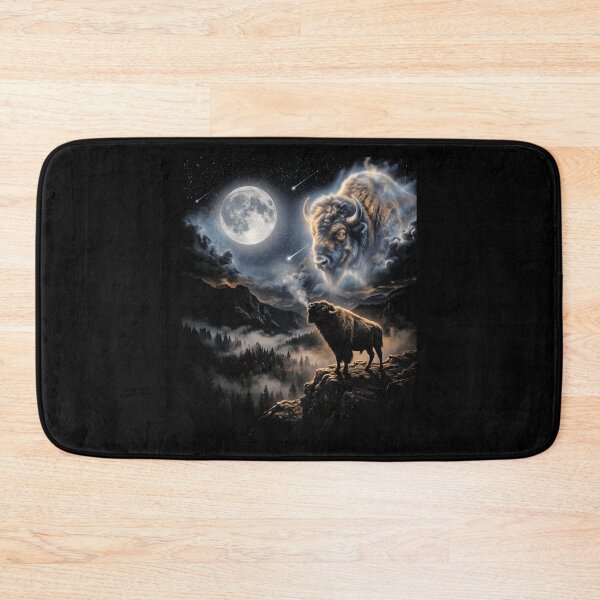 Item preview, Bison Howling At Moon Spirit Animal Night Landscape designed and sold by d247.