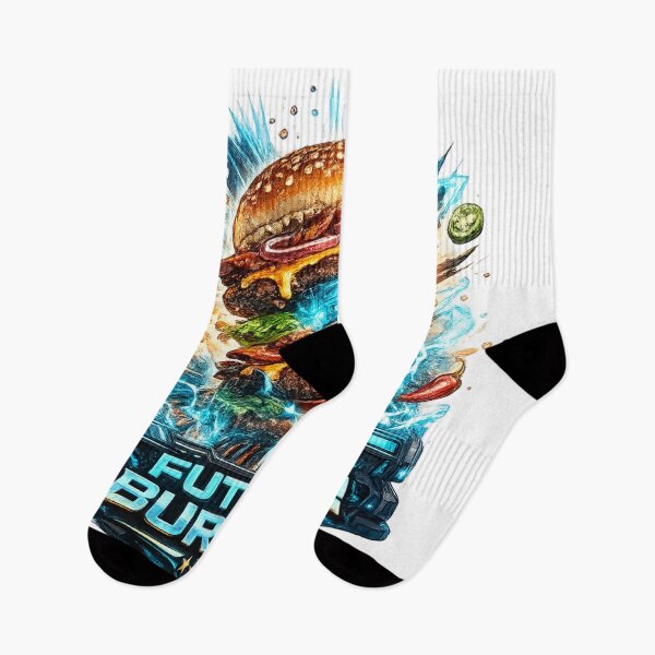 Item preview, Future Burger: Cyberpunk Tech Neon Blue Sci-Fi Design designed and sold by irfanshikh.