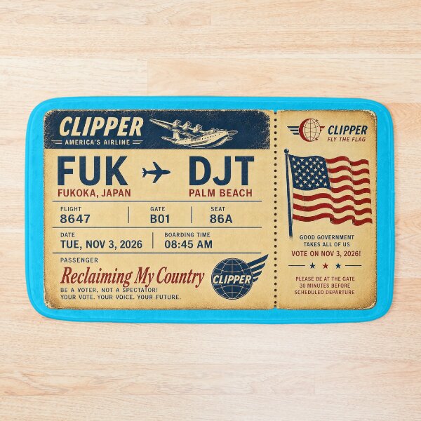 Item preview, ✈️ FUK → DJT Boarding Pass - LAST CALL FOR DEMOCRACY COLLECTION ✈️ - Vintage Classic Clipper - Passenger Reclaiming My Country designed and sold by WheelieGdArt.