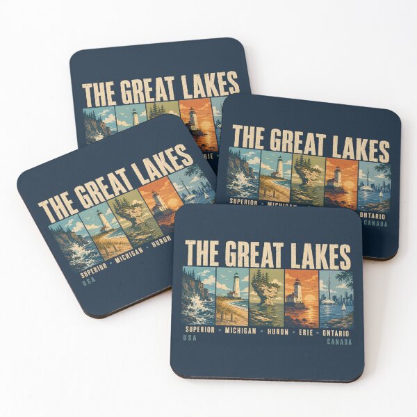 Item preview, The Great Lakes Landmarks Illustration Vintage designed and sold by KrisSidDesigns.
