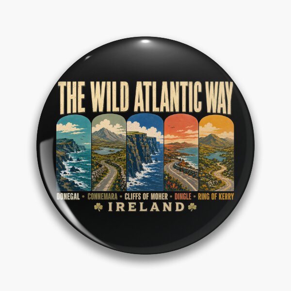 Item preview, Wild Atlantic Way Ireland Landmarks Illustration Vintage designed and sold by KrisSidDesigns.