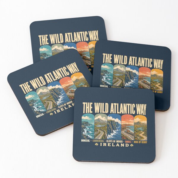 Item preview, Wild Atlantic Way Ireland Landmarks Illustration Vintage designed and sold by KrisSidDesigns.