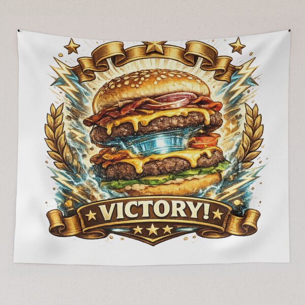 Item preview, Victory: Double Patty Championship Burger Laurel Wreath Gold Badge designed and sold by irfanshikh.