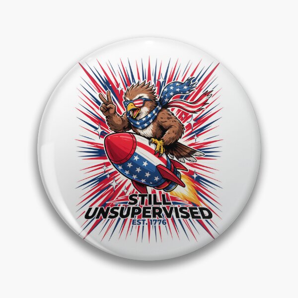 Item preview, Still Unsupervised Patriotic Owl Rocket Peace Sign Tee v2 designed and sold by DarylWelsh2024.
