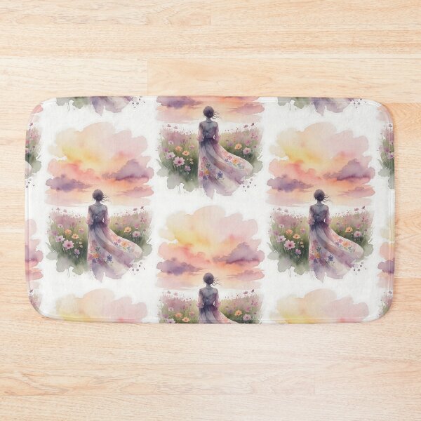 Item preview, Woman in Floral Dress in Flower Field Watercolor designed and sold by HappyOops.