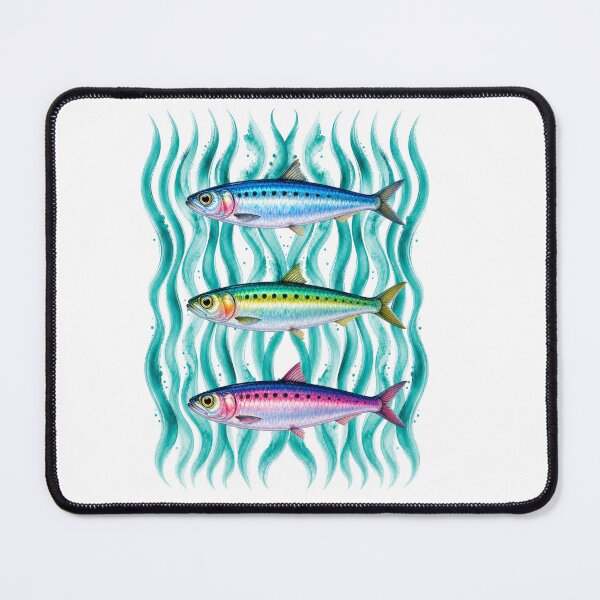 Item preview, Colorful Stacked Sardines on Teal Watercolor, Coastal Fish Art designed and sold by Rosie's Wildflower Boutique.