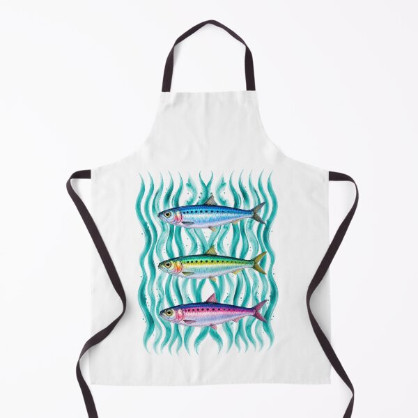 Item preview, Colorful Stacked Sardines on Teal Watercolor, Coastal Fish Art designed and sold by Rosie's Wildflower Boutique.
