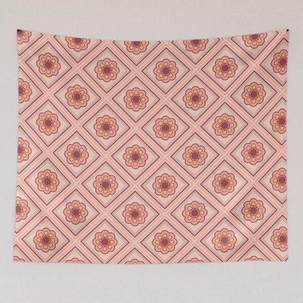 Item preview, Folk art flower in pink, red and yellow. designed and sold by SaichaDesign.
