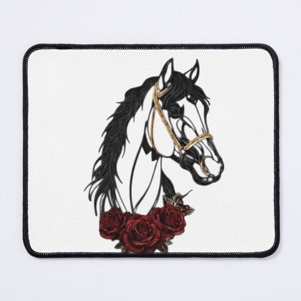 Item preview, Horse With Roses Art – Elegant Equestrian Floral Portrait with Gold Details designed and sold by Golden Threads Studio.