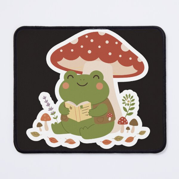 Item preview, Cute Reading Frog Mushroom Sticker | Cottagecore Goblincore Frog designed and sold by diegomenjivar92.