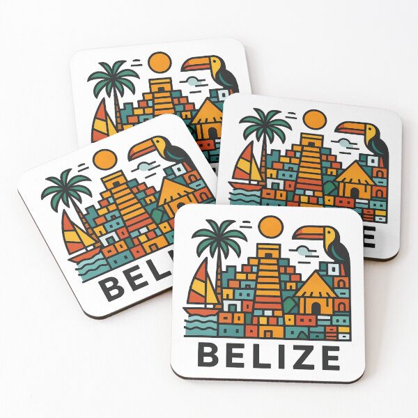 Item preview, Belize Travel Souvenir - Mayan Pyramid & Toucan Illustration designed and sold by OzzFrequency.