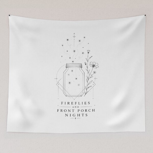 Item preview, Fireflies And Front Porch Nights Mason Jar Line Art Summer Nostalgia Gift for Porch Sitters designed and sold by Nightarel.