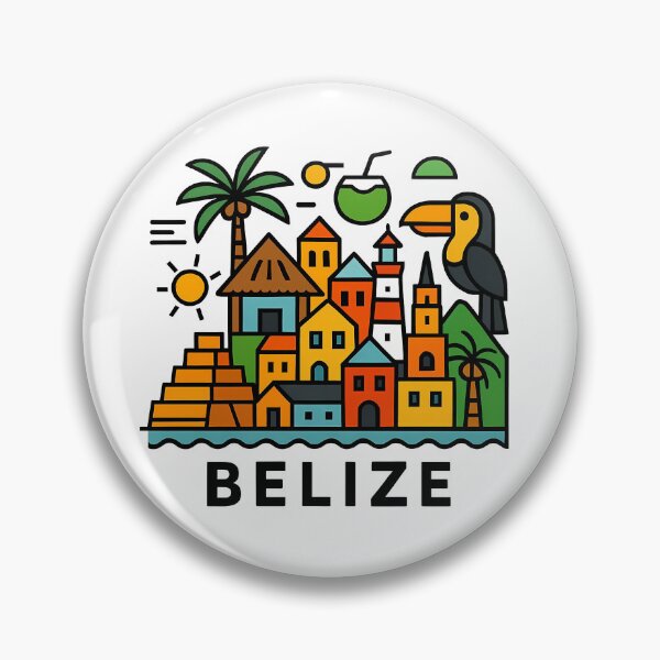 Item preview, Belize Travel Souvenir - Mayan Pyramid & Toucan Illustration designed and sold by OzzFrequency.