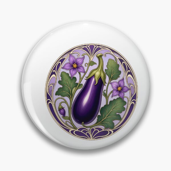 Item preview, Art Nouveau Eggplant Botanical Vegetable Design designed and sold by AntiqueImages.