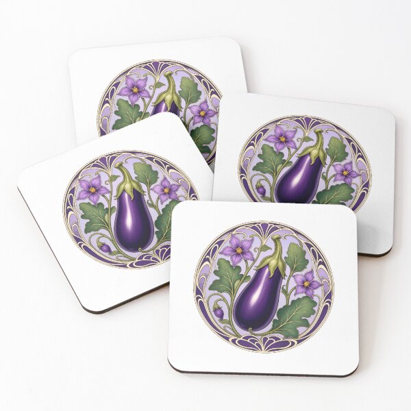 Item preview, Art Nouveau Eggplant Botanical Vegetable Design designed and sold by AntiqueImages.