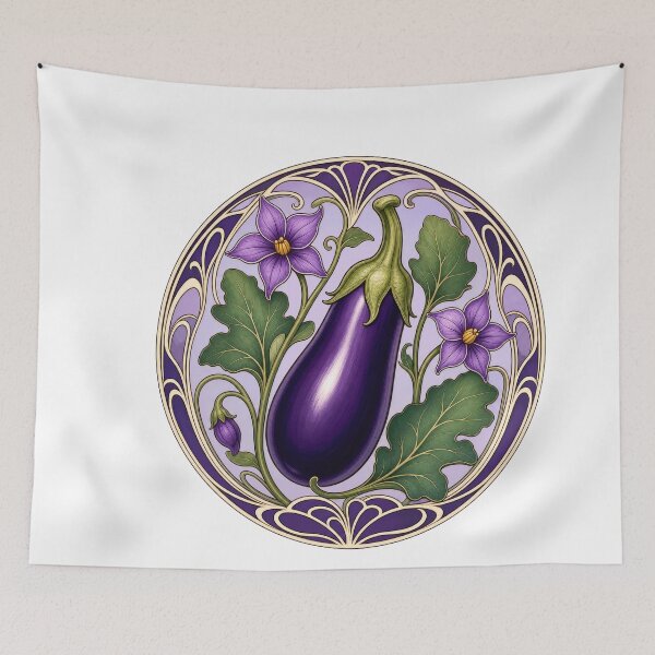 Item preview, Art Nouveau Eggplant Botanical Vegetable Design designed and sold by AntiqueImages.