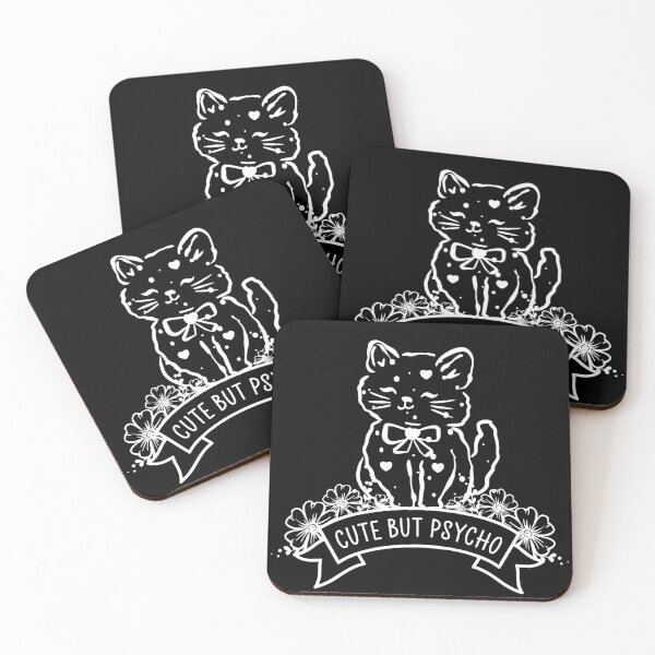 Item preview, Cute But Psycho - Funny Sarcastic Kitten Floral Banner Art designed and sold by the-Z3nith.