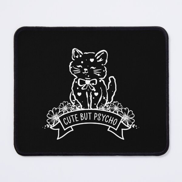 Item preview, Cute But Psycho - Funny Sarcastic Kitten Floral Banner Art designed and sold by the-Z3nith.