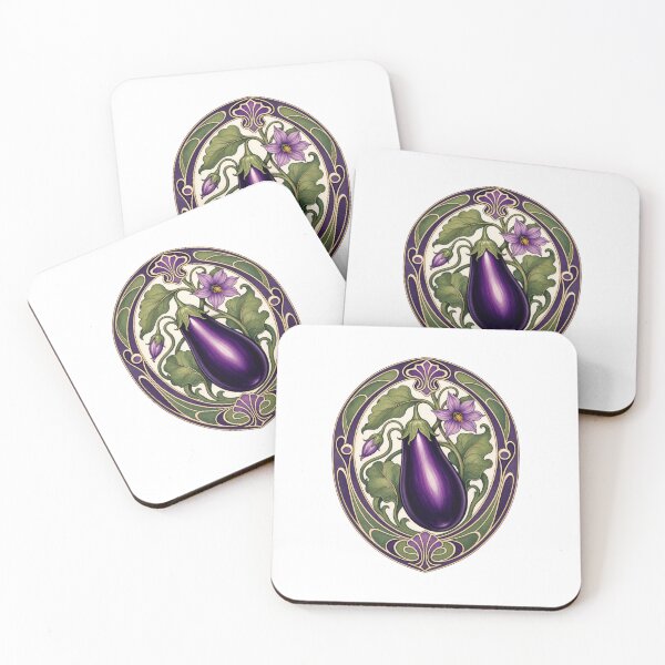 Item preview, Art Nouveau Aubergine Eggplant Botanical designed and sold by AntiqueImages.